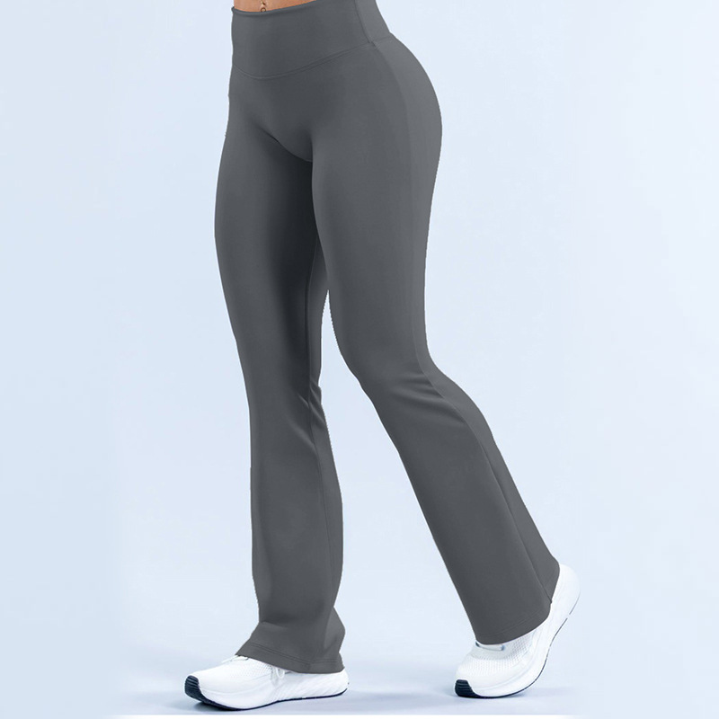 Cross-Border Micro-Flare Yoga Pants with a Naked Feel, High-Waisted Running Straight-Leg Pants, Loose Slimming Casual Sports Flared Pants for Women