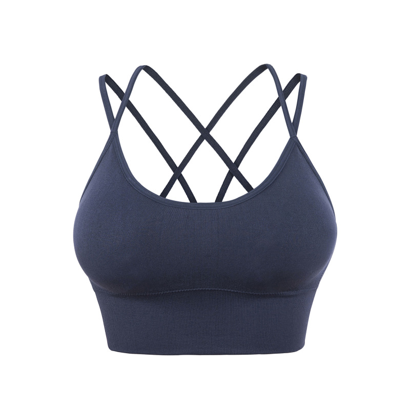 Plus Size European and American Wire-Free Thin Straps Beautiful Back Yoga Sports Bra Running Shock-Proof Quick-Drying Fitness Sports Bra for Women