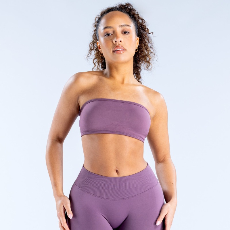Amazon Aliexpress High-Elastic Ultra-Fine Matte Nylon Beauty Back Two-Strap Fitness Bra Sports Tube Top