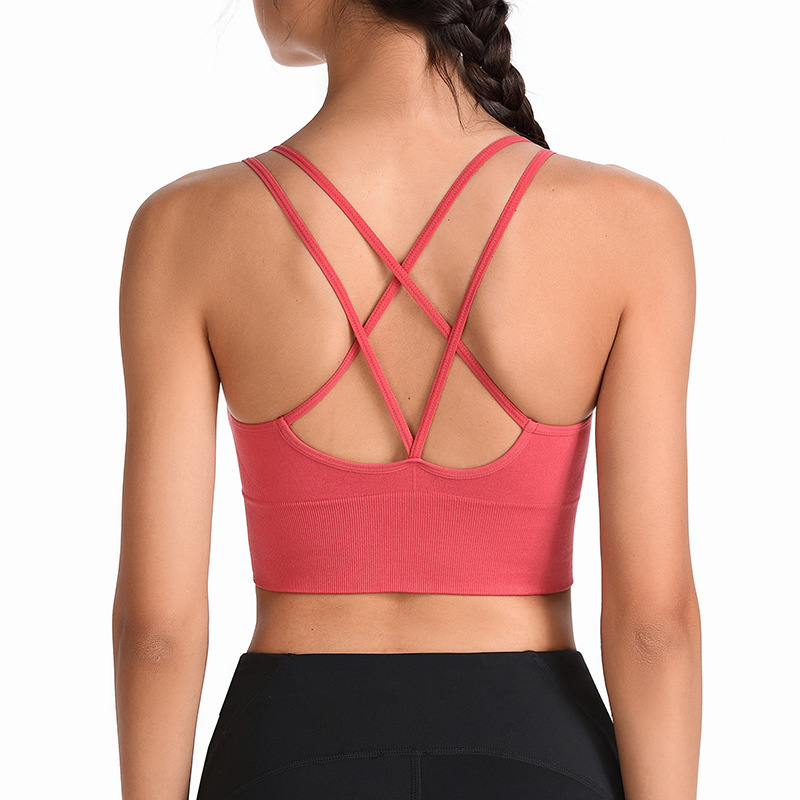 Plus Size European and American Wire-Free Thin Straps Beautiful Back Yoga Sports Bra Running Shock-Proof Quick-Drying Fitness Sports Bra for Women