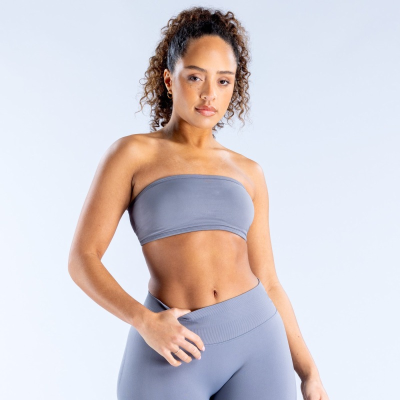 Amazon Aliexpress High-Elastic Ultra-Fine Matte Nylon Beauty Back Two-Strap Fitness Bra Sports Tube Top