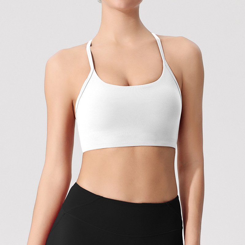 European and American Yoga Vest Women's Running Push-Up Fitness Bra Light Strength Spaghetti Straps Beautiful Back Sports Bra