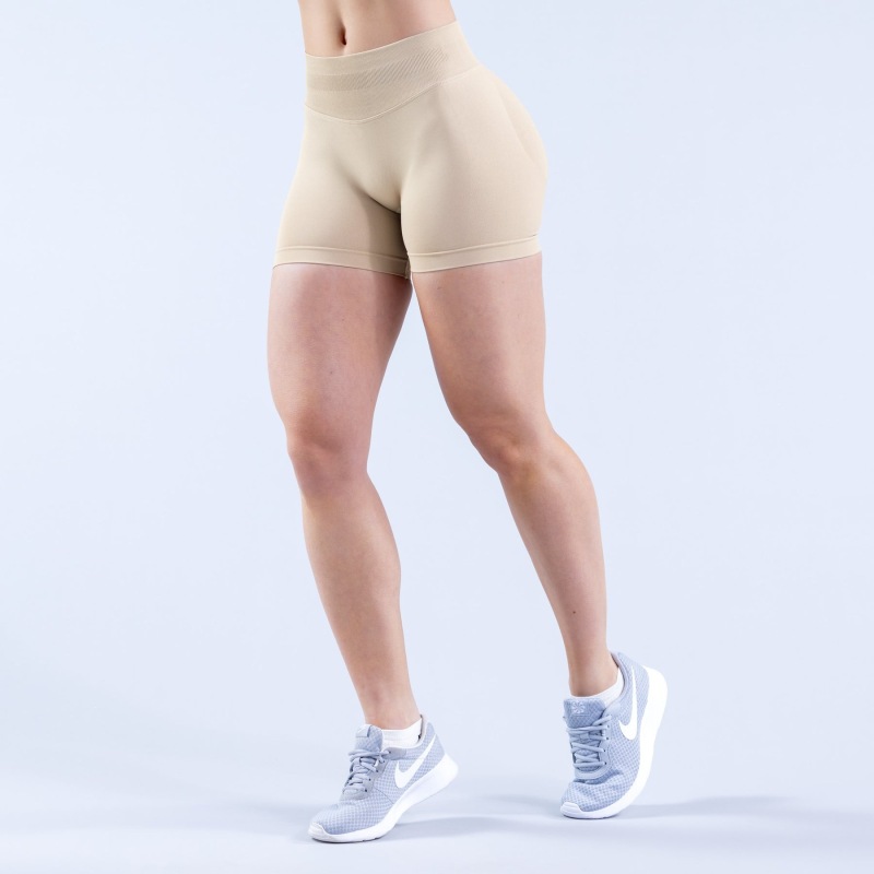 New Color Exclusive Link: Mid-Low Waist, High Elasticity, Matte Nylon, Three-Section Waist, Ruched, Butt-Lifting, Seamless Fitness Yoga Shorts