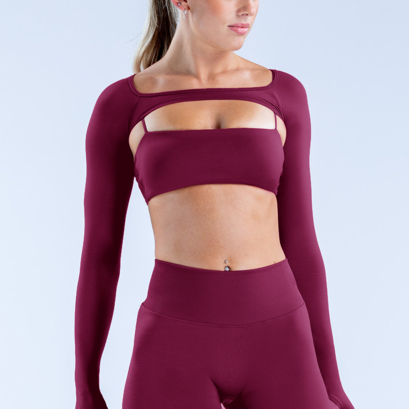 Dfyne Cross-Border Long-Sleeved Yoga Wear Sports Quick-Drying Tops Fitness Wear Running Training Sportswear Women's Suit