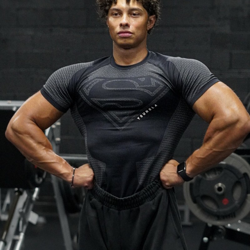 New American-Style Youngal Muscle Fitness Men's Sports Short-Sleeved Casual Running Quick-Drying Breathable T-Shirt