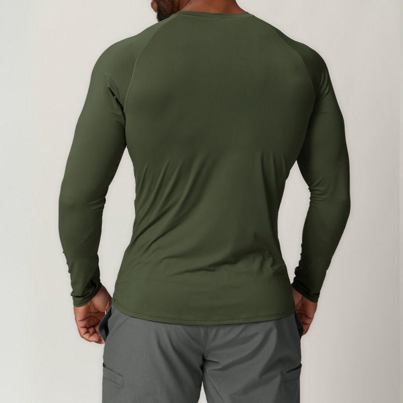 Cross-border European and American men's outdoor sun protection long-sleeved T-shirt round neck solid color casual new men's tops