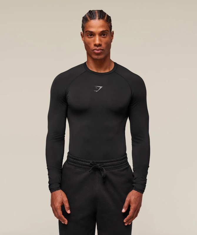 Gymshark New Men's Muscle Sports Leisure Running Exercise Fitness Training Elastic Quick-Drying Tight Long Sleeves