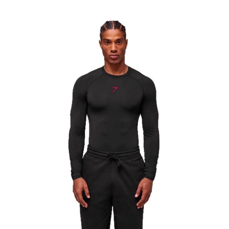 Gymshark New Men's Muscle Sports Leisure Running Exercise Fitness Training Elastic Quick-Drying Tight Long Sleeves