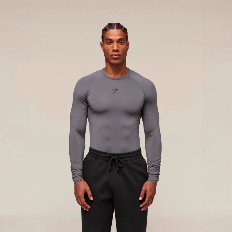 Gymshark New Men's Muscle Sports Leisure Running Exercise Fitness Training Elastic Quick-Drying Tight Long Sleeves