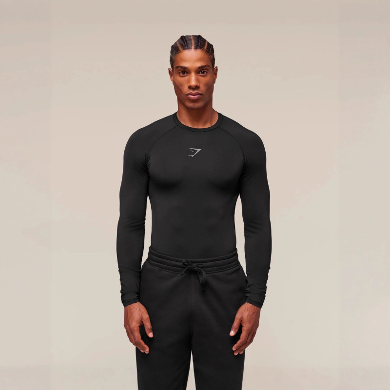 Gymshark New Men's Muscle Sports Leisure Running Exercise Fitness Training Elastic Quick-Drying Tight Long Sleeves