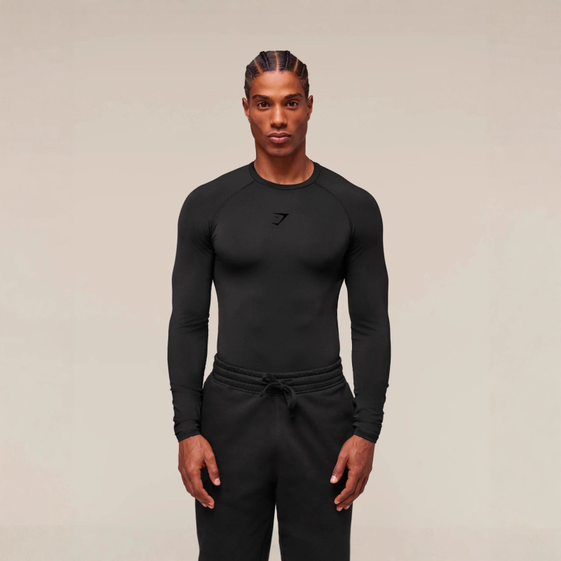 Gymshark New Men's Muscle Sports Leisure Running Exercise Fitness Training Elastic Quick-Drying Tight Long Sleeves