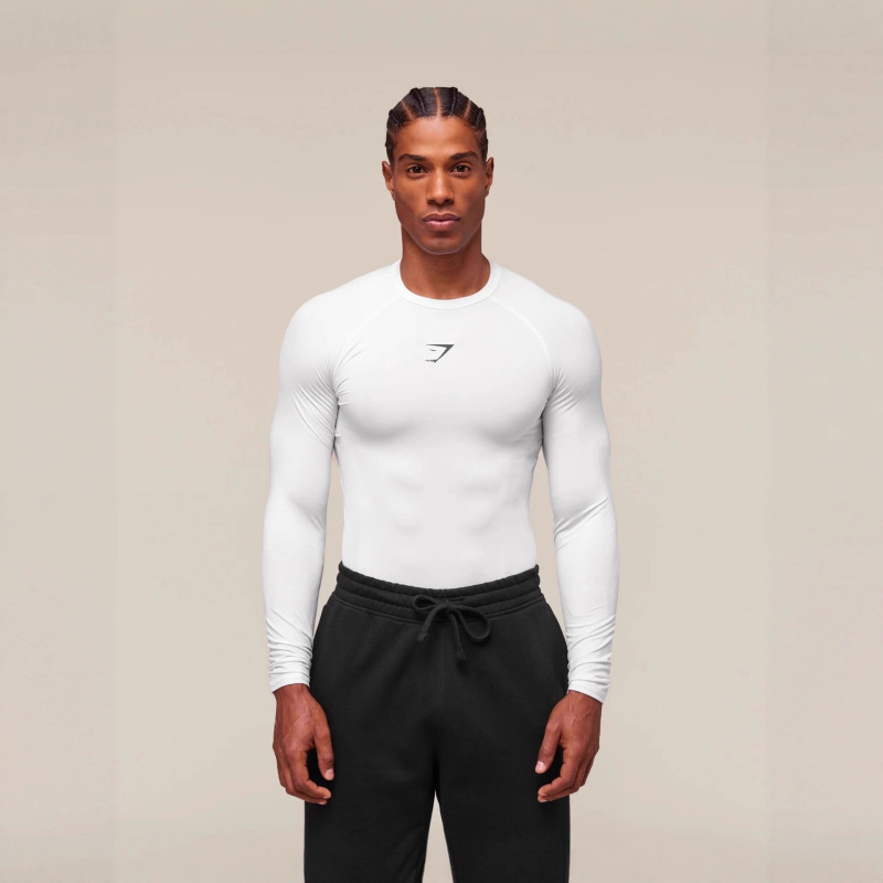 Gymshark New Men's Muscle Sports Leisure Running Exercise Fitness Training Elastic Quick-Drying Tight Long Sleeves