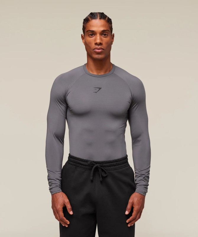 Gymshark New Men's Muscle Sports Leisure Running Exercise Fitness Training Elastic Quick-Drying Tight Long Sleeves
