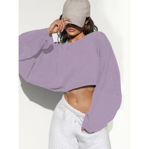 2024 Cross-border Navel Crewneck Sweater European and American Women's Short Sports Base Shirt T-shirt Knitted Shirt Long Sleeve Top