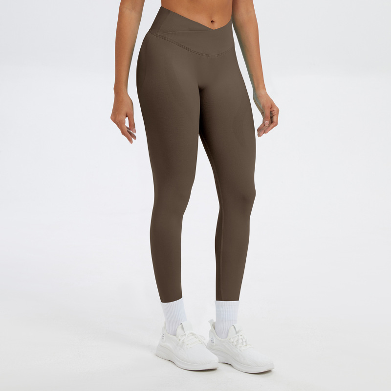 Cross-border Amazon tight-fitting cross-waist yoga pants, peach-shaped buttocks, high-waisted yoga long pants, running sports fitness pants