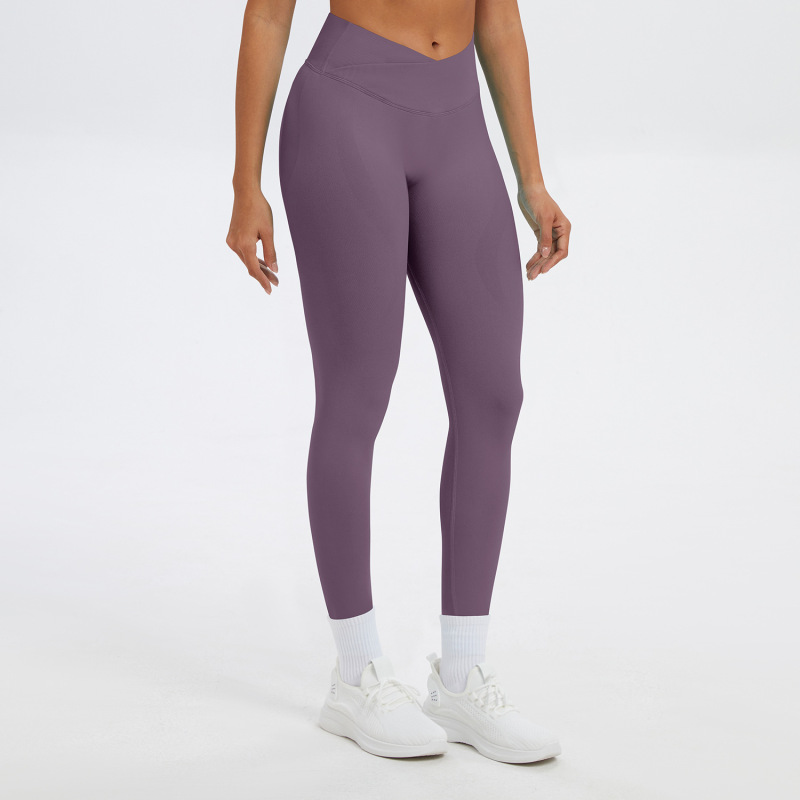 Cross-border Amazon tight-fitting cross-waist yoga pants, peach-shaped buttocks, high-waisted yoga long pants, running sports fitness pants