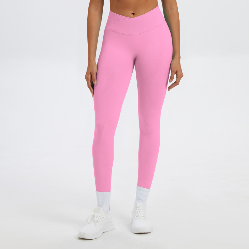 Cross-border Amazon tight-fitting cross-waist yoga pants, peach-shaped buttocks, high-waisted yoga long pants, running sports fitness pants