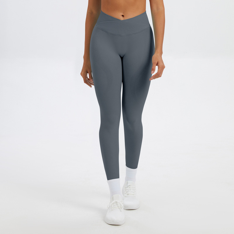 Cross-border Amazon tight-fitting cross-waist yoga pants, peach-shaped buttocks, high-waisted yoga long pants, running sports fitness pants