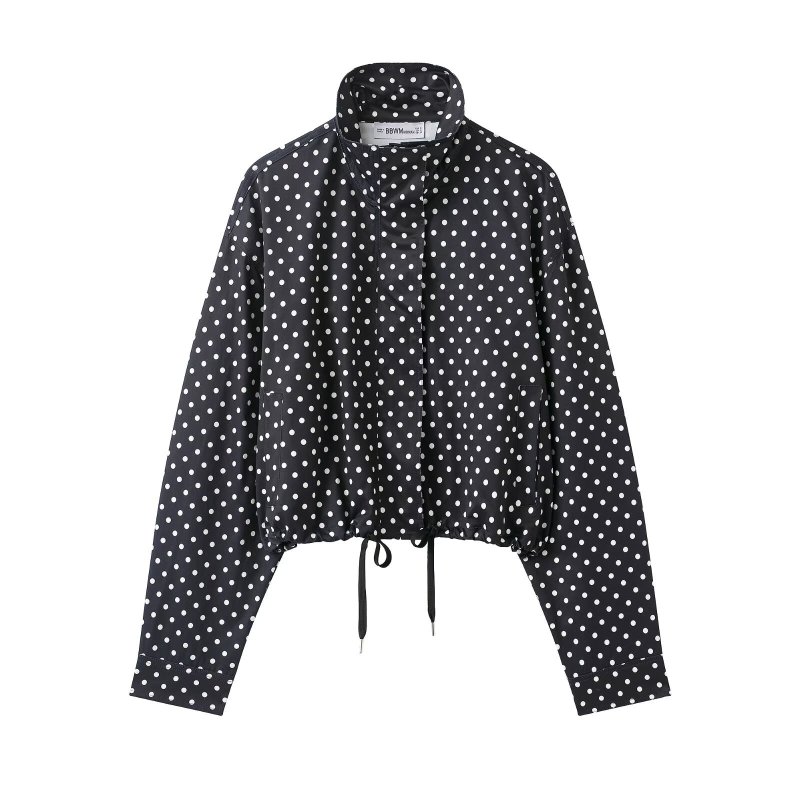 Cross-Border Foreign Trade Women's Clothing 2025 Autumn European and American Style Polka Dot Jacket + Polka Dot Shorts Set for Women A36686