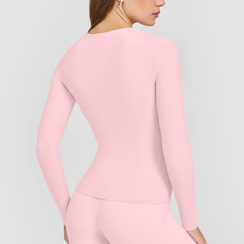 Cross-Border Slim-Fit Yoga Long-Sleeve T-Shirt for Women, Quick-Dry Running Sports Long-Sleeve Top with Chest Pads, Pilates Fitness Wear