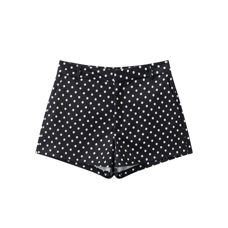 Cross-Border Foreign Trade Women's Clothing 2025 Autumn European and American Style Polka Dot Jacket + Polka Dot Shorts Set for Women A36686