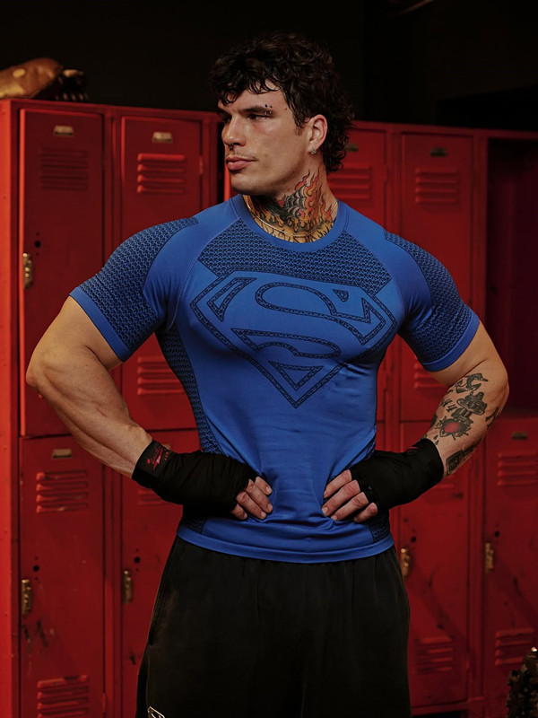 Youngla New American Muscle Fitness Men's Sports Short-Sleeved Casual Running Quick-Drying Breathable Bodysuit T-Shirt