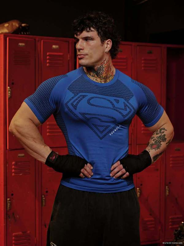 Youngla New American Muscle Fitness Men's Sports Short-Sleeved Casual Running Quick-Drying Breathable Bodysuit T-Shirt
