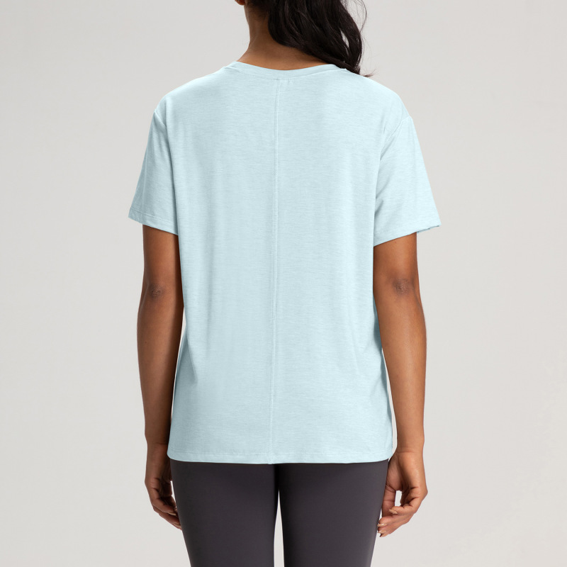 Athena lulu Summer Merino Wool Yoga Wear Women's Crewneck Naked Breathable Short-sleeved T-shirt Sports Top