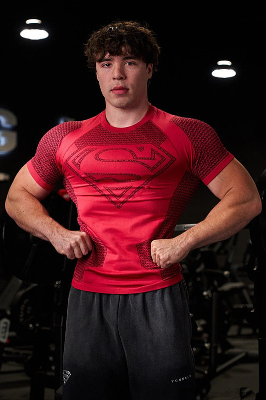Youngla New American Muscle Fitness Men's Sports Short-Sleeved Casual Running Quick-Drying Breathable Bodysuit T-Shirt