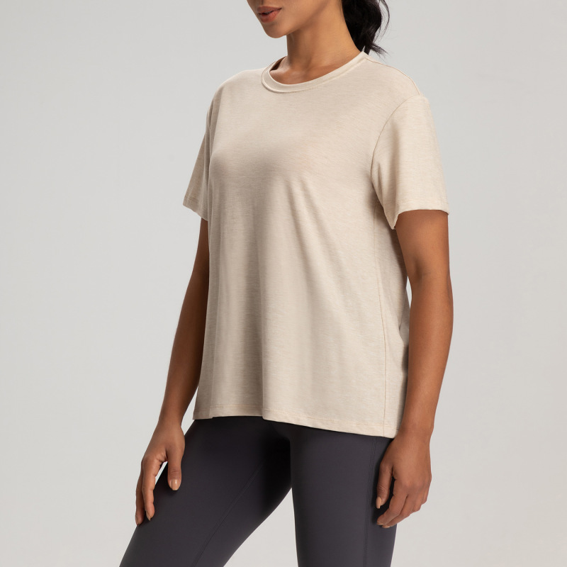 Athena lulu Summer Merino Wool Yoga Wear Women's Crewneck Naked Breathable Short-sleeved T-shirt Sports Top