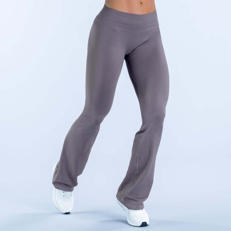 Cross-Border Amazon Matte Nylon Regular Length Flat Waist Tight-Fitting Butt-Lifting Flared Pants Seamless Fitness Flared Pants