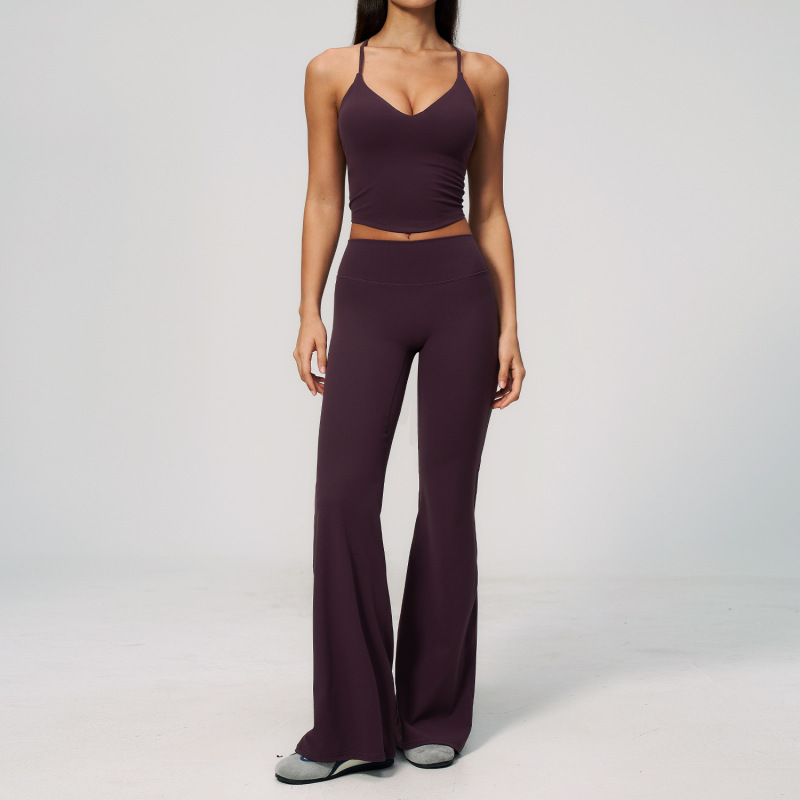 Cross-Border European and American Yoga Clothing Set for Women, Fashionable Casual Running Sports Quick-Dry Pilates Training Yoga Outfit 9616