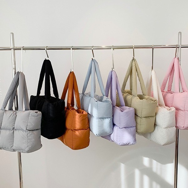 Cross-Border Wholesale Bags Large-Capacity Soft Puff Bag Single-Shoulder Handbag down Jacket Bag Tote Cloud Crossbody Bag