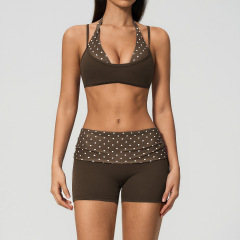 brown with white polka dots