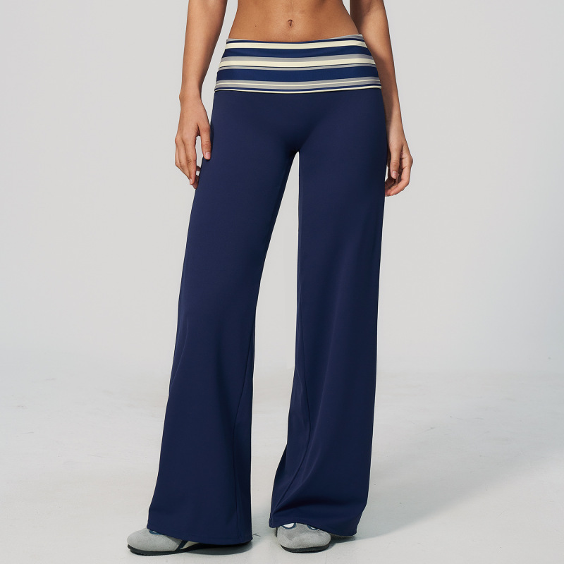 Cross-border brushed sports pants, retro patchwork polka dot, fold-over waistband, fitness, hip lifting, tummy control, yoga pants, 4549