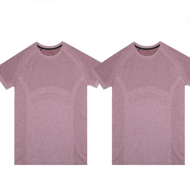 Seamless quick-drying men's T-shirt for summer outdoor sports, sweat-wicking, breathable, round neck, gym, running, tapered cuffs, short sleeves