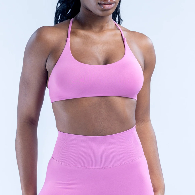 Dfyn Sexy Cross Halter Neck Sports Bra with Beautiful Back Design, High-End Vest-Style Running Training Fitness Bra