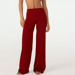 Burgundy wide leg pants