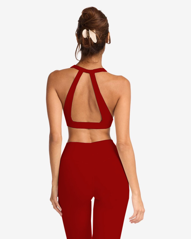 Foreign Trade Cross-Border Yoga Suit for Women with Chest Pads, Chest-Wrapped and Beautiful Back Bra, High-Waisted Quick-Drying Sports Fitness Training Pants