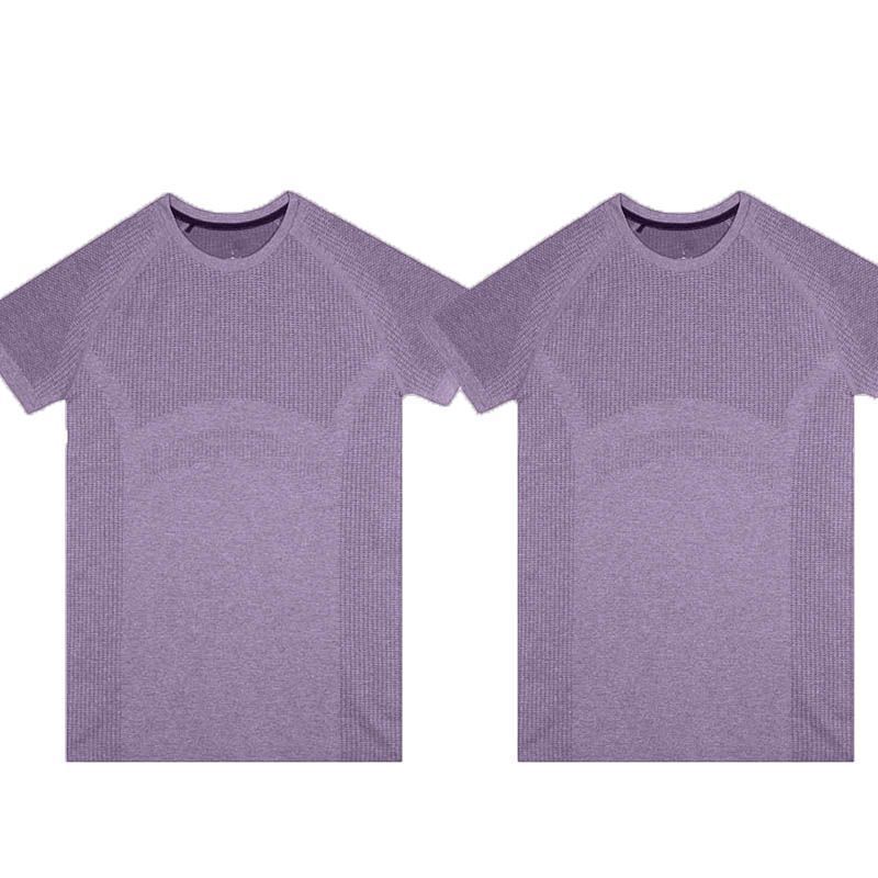 Seamless quick-drying men's T-shirt for summer outdoor sports, sweat-wicking, breathable, round neck, gym, running, tapered cuffs, short sleeves