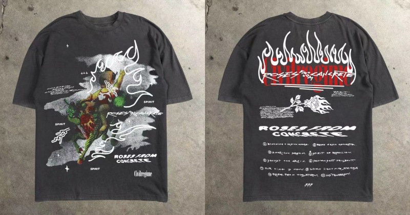 2025 Cross-border Abstract Cartoon Fashion Explosions Front and Back Printed Short-sleeved T-shirt Summer Trendy Brand Round Neck Men's Top