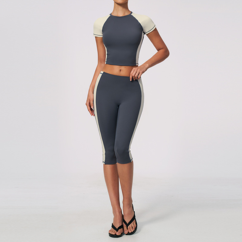 Zechuang New Style Yoga Set Short Slimming Peach Hip Training Exercise Capri Pants Tight Yoga Suit Women's 2567