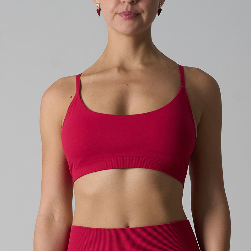 Sports Bra Shockproof Women's Y-Back Beauty Back Fitness Top with Chest Pads, Outerwear Crop Top Yoga Bra for Women