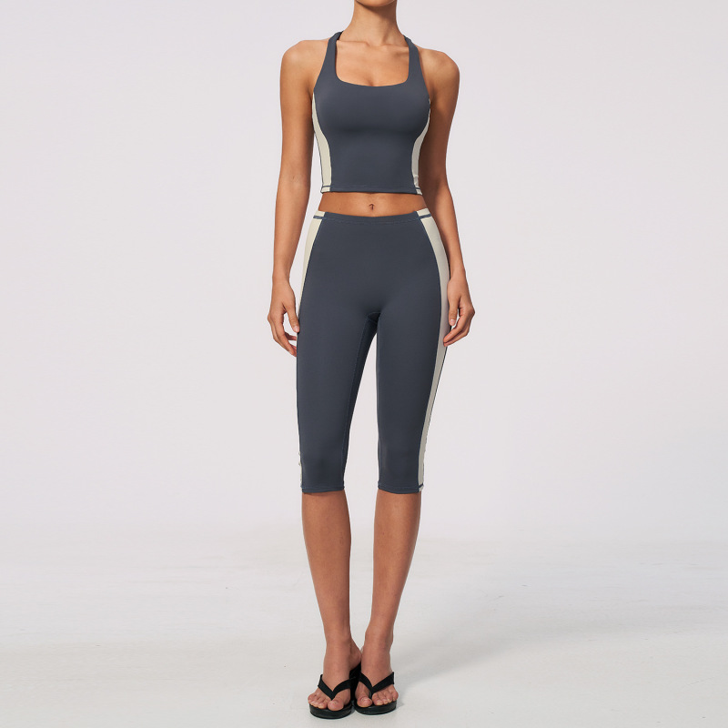 New cross-border yoga set, peach-shaped, high-elasticity, slim fit, nude feel, quick-drying, suitable for women, running, sportswear, 2567