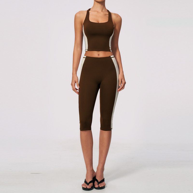 New cross-border yoga set, peach-shaped, high-elasticity, slim fit, nude feel, quick-drying, suitable for women, running, sportswear, 2567