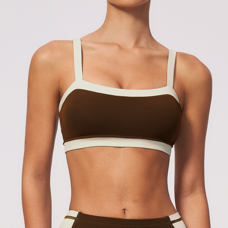 Women's Bare-Feel Sports Bra, Breathable and Sweat-Absorbent, Color-Blocked Edges, One-Piece Cup, Beautiful Back, Pilates Yoga Bra, 2567