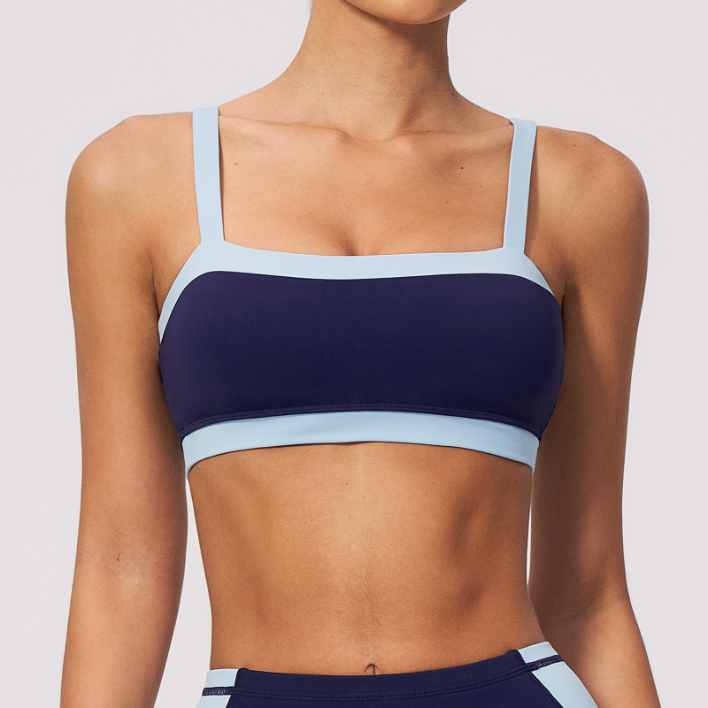 Women's Bare-Feel Sports Bra, Breathable and Sweat-Absorbent, Color-Blocked Edges, One-Piece Cup, Beautiful Back, Pilates Yoga Bra, 2567