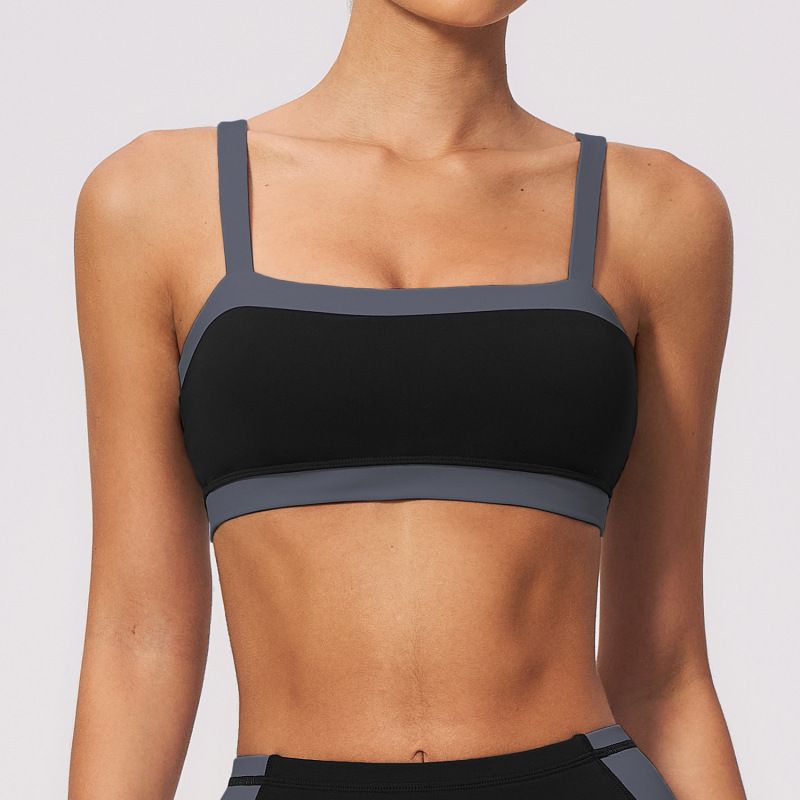 Women's Bare-Feel Sports Bra, Breathable and Sweat-Absorbent, Color-Blocked Edges, One-Piece Cup, Beautiful Back, Pilates Yoga Bra, 2567