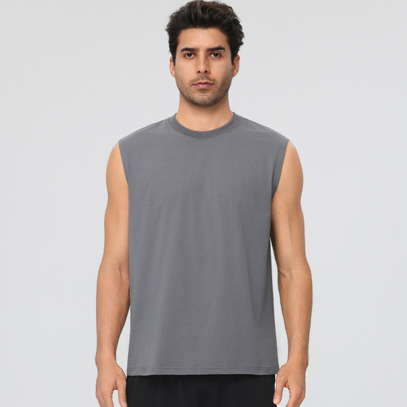 Men's Loose-fitting Sports Vest, Lightweight Cotton-feeling, Quick-drying, Wide-shoulder Sleeveless Fitness Wear, Outdoor Running Top 61145