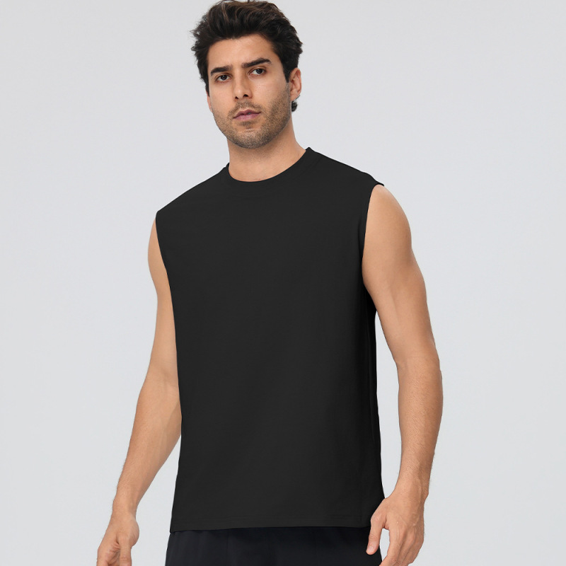 Men's Loose-fitting Sports Vest, Lightweight Cotton-feeling, Quick-drying, Wide-shoulder Sleeveless Fitness Wear, Outdoor Running Top 61145